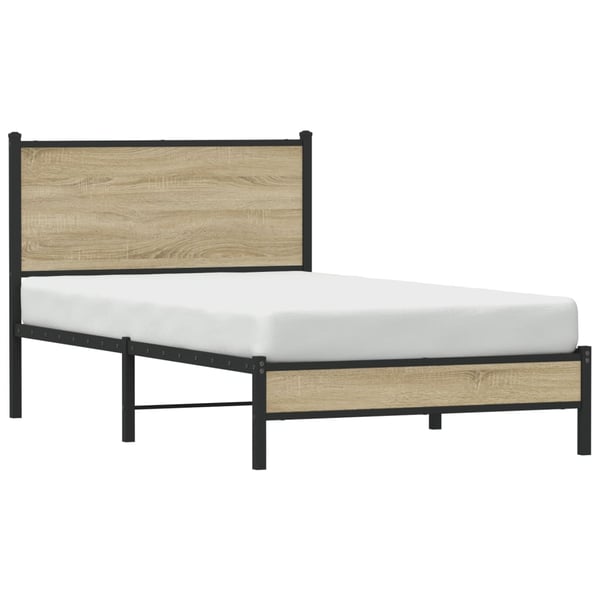 vidaXL Sengeramme i metall uten madrass sonoma eik 107x203 cm