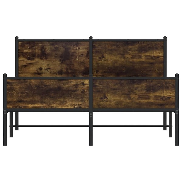 vidaXL Sengeramme i metall uten madrass røkt eik 137x190 cm