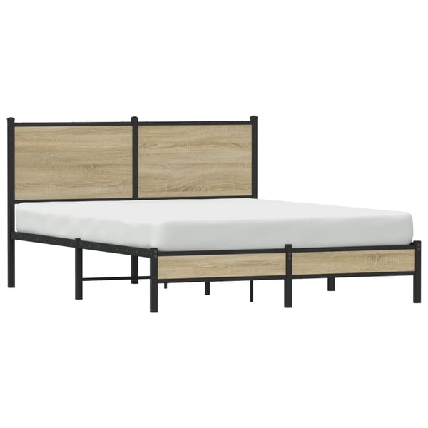 vidaXL Sengeramme i metall uten madrass sonoma eik 150x200 cm