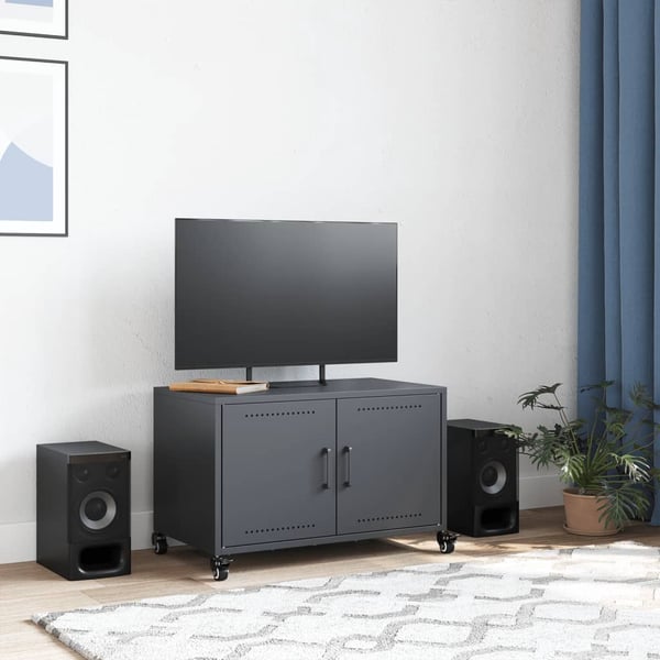 vidaXL TV-benk antrasitt 68x39x43,5 cm kaldvalset stål
