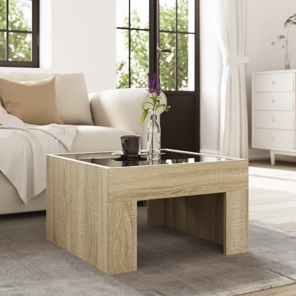 vidaXL Salongbord med Infinity LED sonoma eik 50x50x30 cm