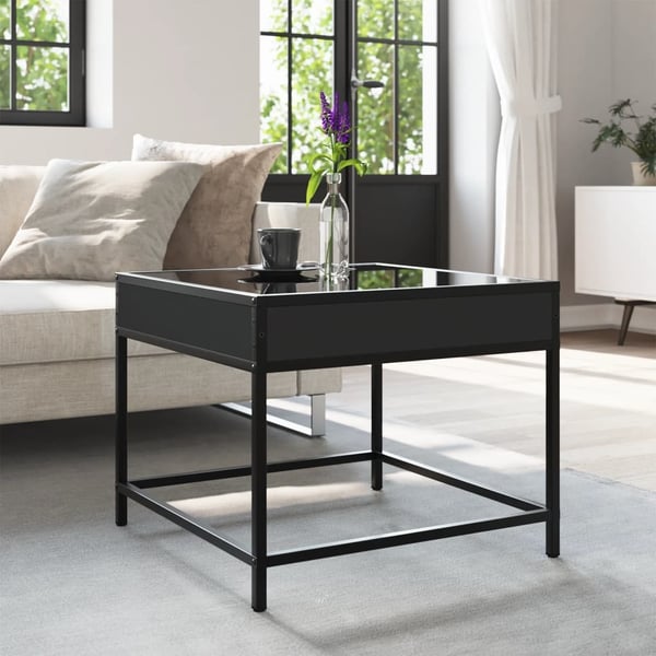 vidaXL sofabord med Infinity LED-lys 50x50x41 cm sort