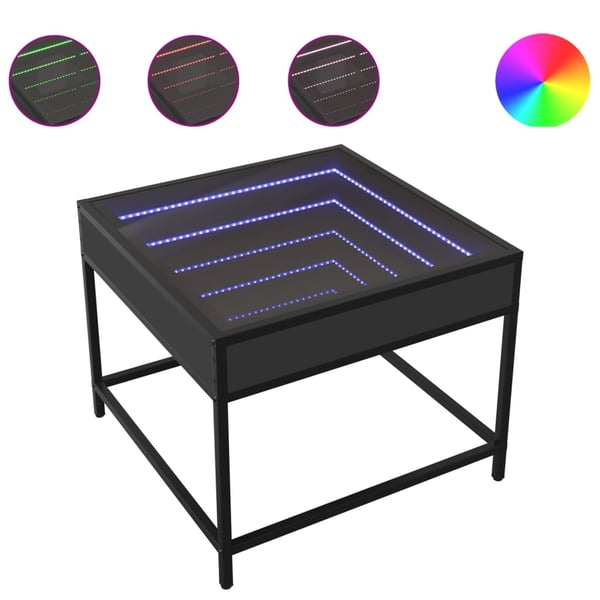 vidaXL sofabord med Infinity LED-lys 50x50x41 cm sort