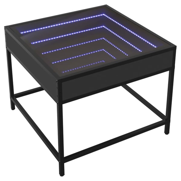 vidaXL sofabord med Infinity LED-lys 50x50x41 cm sort