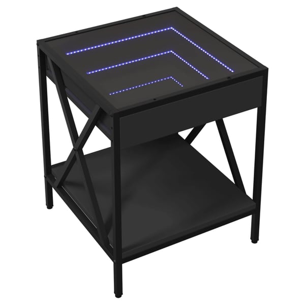 vidaXL sofabord med Infinity LED-lys 40x40x49 cm sort