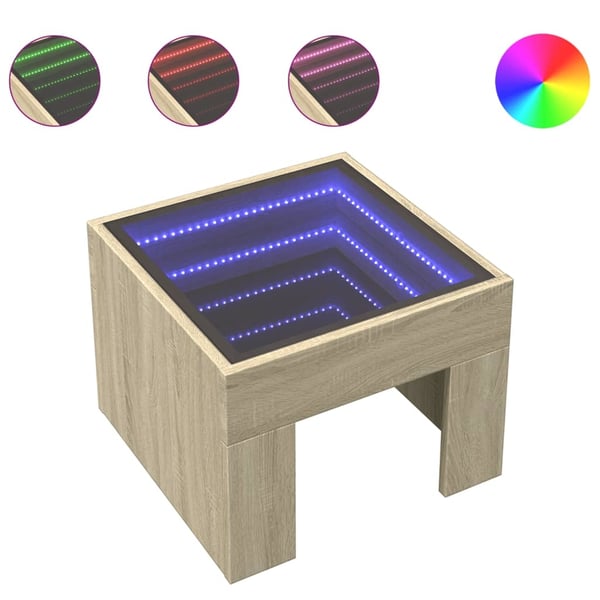 vidaXL Salongbord med Infinity LED sonoma eik 40x40x30 cm