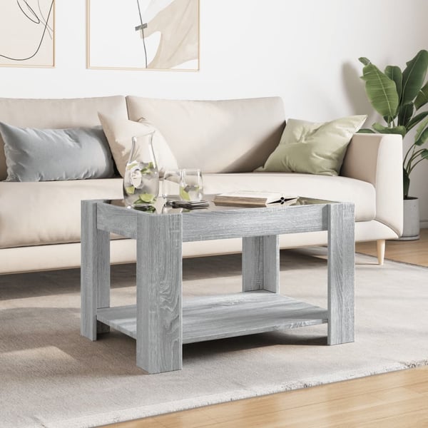 vidaXL Salongbord med LED grå sonoma 73x53x45 cm konstruert tre