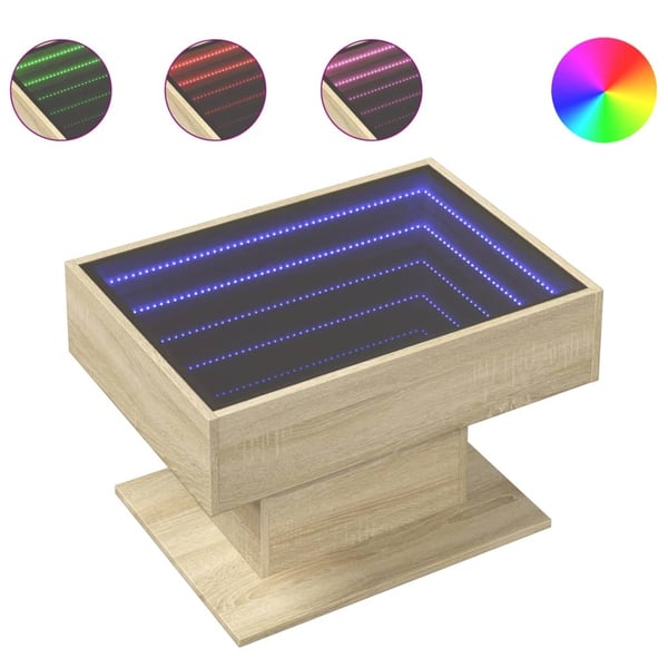 vidaXL Salongbord med LED sonoma eik 70x50x45 cm konstruert tre
