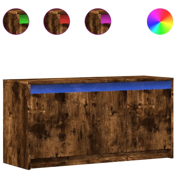 vidaXL TV-benk med LED røkt eik 100x34x50 cm konstruert tre