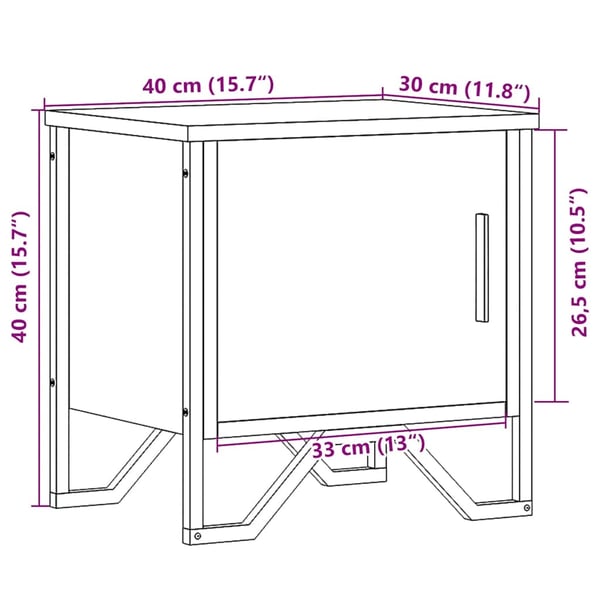 vidaXL sengeborde 2 stk. 40x30x40 cm konstrueret træ røget egetræ