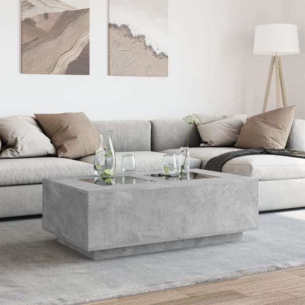 vidaXL sofabord med Infinity LED-lys 116x69x40 cm betongrå