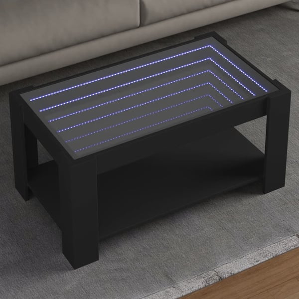 vidaXL sofabord med LED-lys 93x53x45 cm konstrueret træ sort