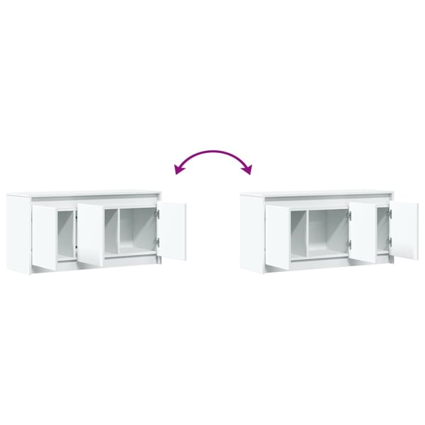 vidaXL TV-benk med LED hvit 100x34x50 cm konstruert tre