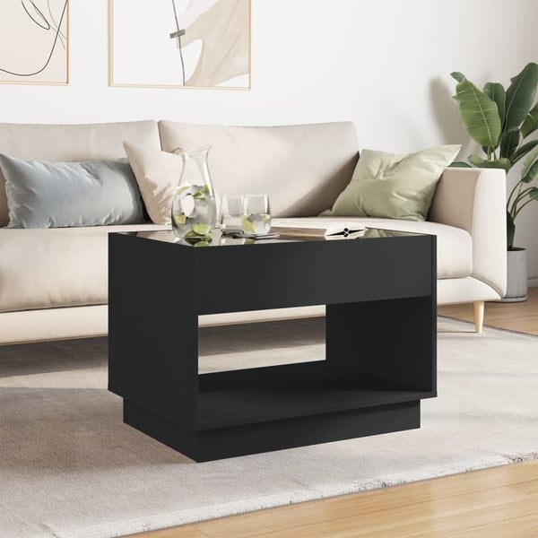 vidaXL sofabord med Infinity LED-lys 70x50x50 cm sort