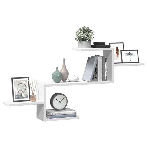 vidaXL Vegghylle hvit 104x15x49 cm konstruert tre