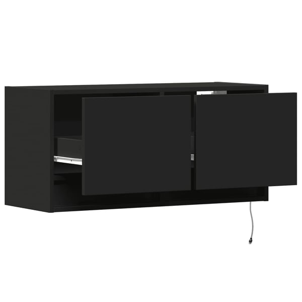 vidaXL TV-seinäkaappi LED-valoilla musta 80x31x35 cm