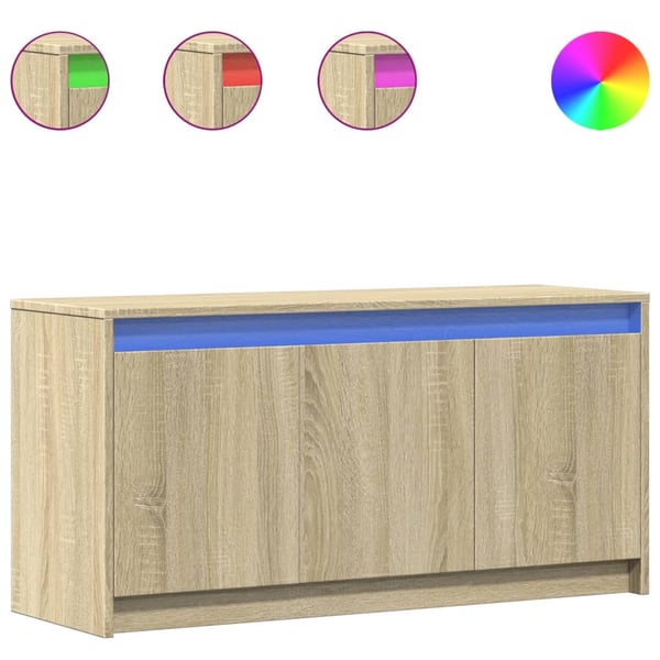 vidaXL TV-benk med LED sonoma eik 100x34x50 cm konstruert tre