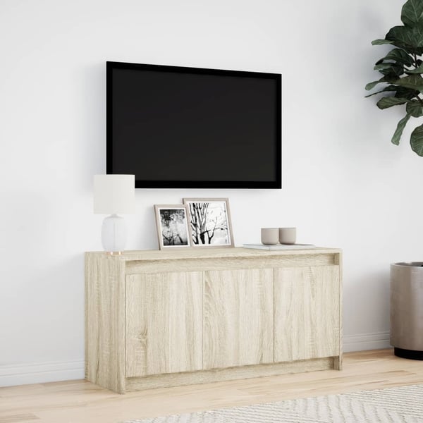 vidaXL TV-benk med LED sonoma eik 100x34x50 cm konstruert tre