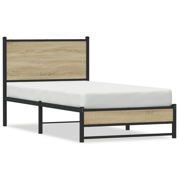 vidaXL Sengeramme i metall uten madrass sonoma eik 90x190 cm