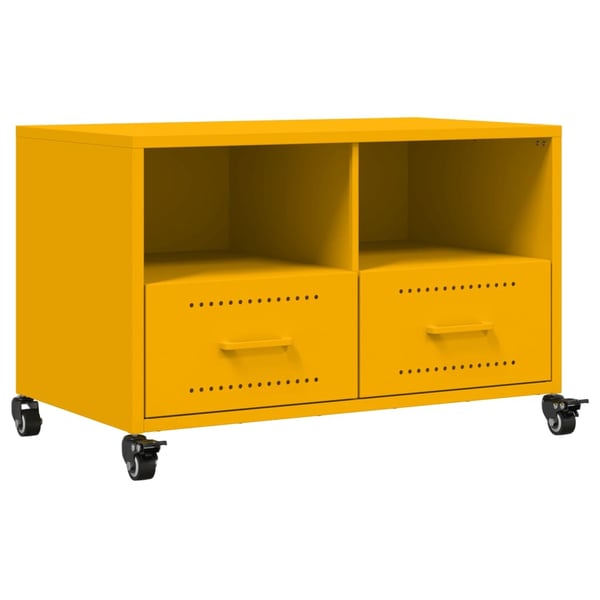 vidaXL TV-benk sennepsgul 68x39x43,5 cm kaldvalset stål