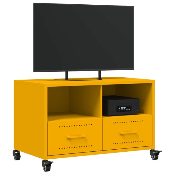 vidaXL TV-benk sennepsgul 68x39x43,5 cm kaldvalset stål