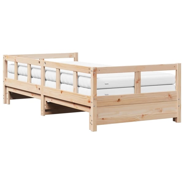 vidaXL daybed med udtræk og madrasser 90x190 cm massivt fyrretræ