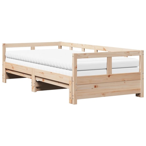 vidaXL daybed med udtræk og madrasser 90x190 cm massivt fyrretræ