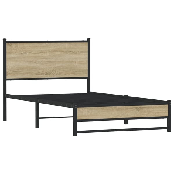 vidaXL Sengeramme i metall uten madrass sonoma eik 100x200 cm