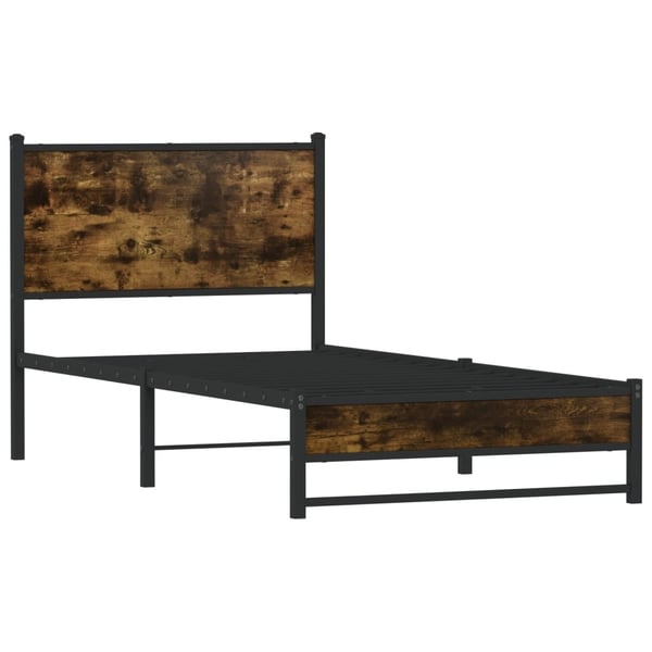 vidaXL Sengeramme i metall uten madrass røkt eik 90x190 cm