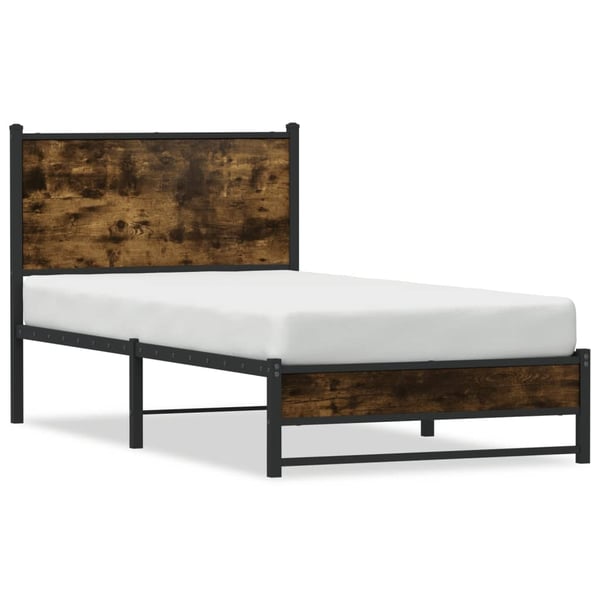 vidaXL Sengeramme i metall uten madrass røkt eik 90x190 cm