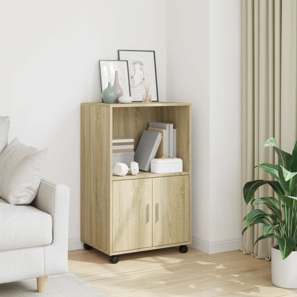 vidaXL Rulleskap sonoma eik 55x40x91 cm konstruert tre