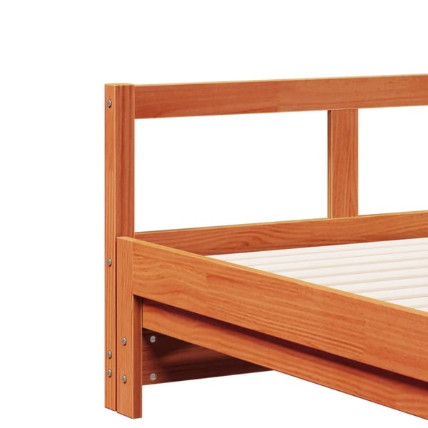 vidaXL daybed m. udtræk madrasser 90x190cm massivt fyrretræ gyldenbrun