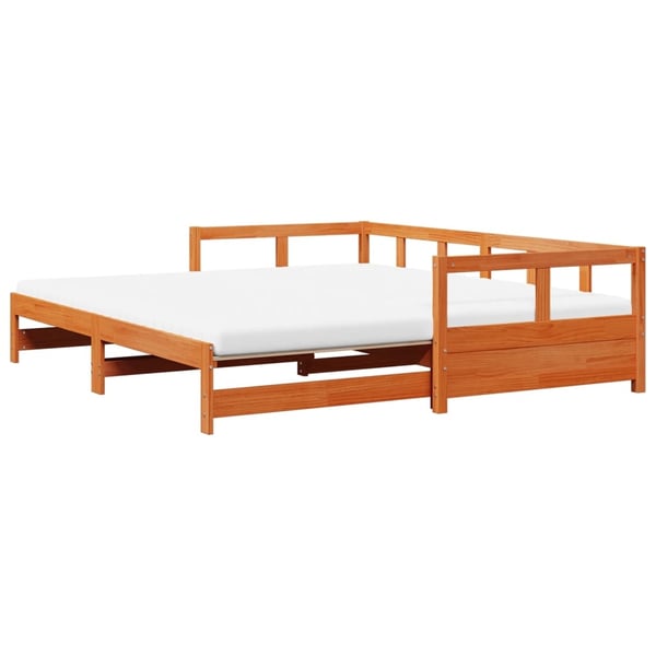vidaXL daybed m. udtræk madrasser 90x190cm massivt fyrretræ gyldenbrun