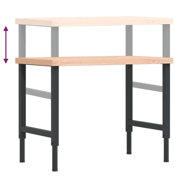 vidaXL Arbeidsbenk 100x60x(73-99,5) cm heltre bøk rektangulær
