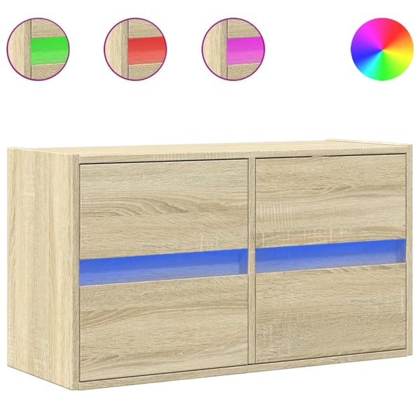 vidaXL Vegghengt TV-benk med LED sonoma eik 80x31x45 cm