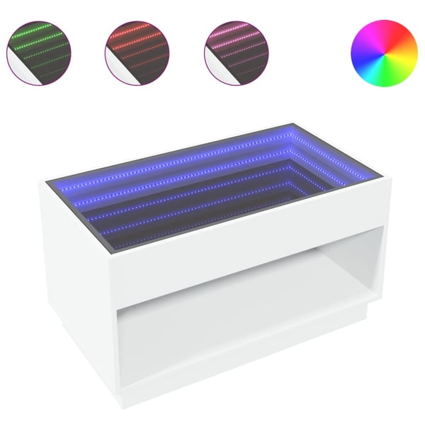 vidaXL sofabord med Infinity LED-lys 90x50x50 cm hvid