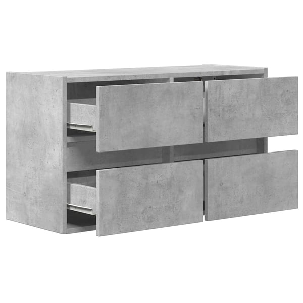 vidaXL Vegghengt TV-benk med LED-lys betonggrå 80x31x45 cm