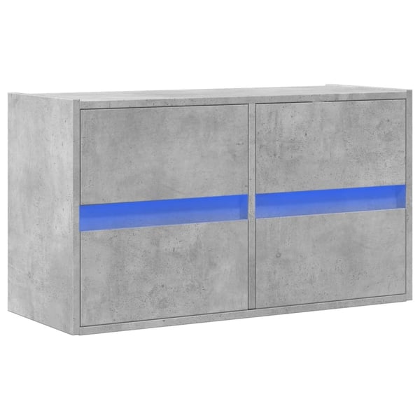vidaXL Vegghengt TV-benk med LED-lys betonggrå 80x31x45 cm