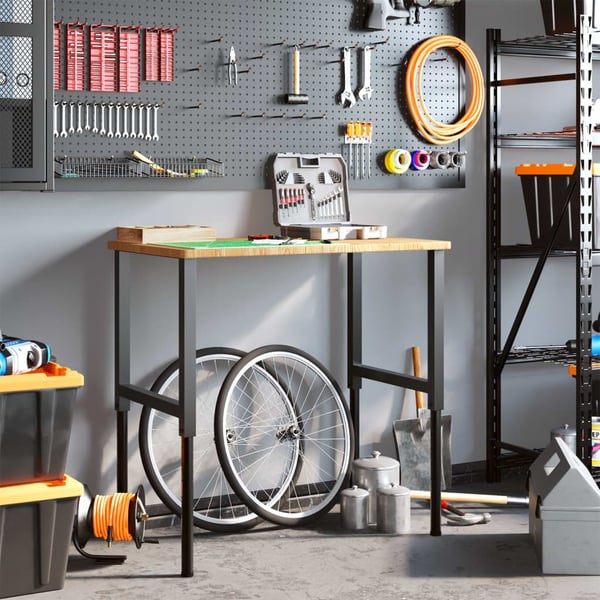vidaXL Arbeidsbenk lysebrun 100x60x(71,5-98) cm heltre eik rektangulær