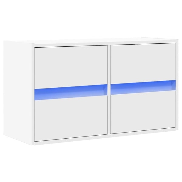 vidaXL Vegghengt TV-benk med LED hvit 80x31x45 cm