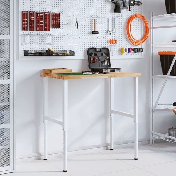 vidaXL Työpenkki 100x60x(73-99,5) cm täysi akasiapuu suorakaide