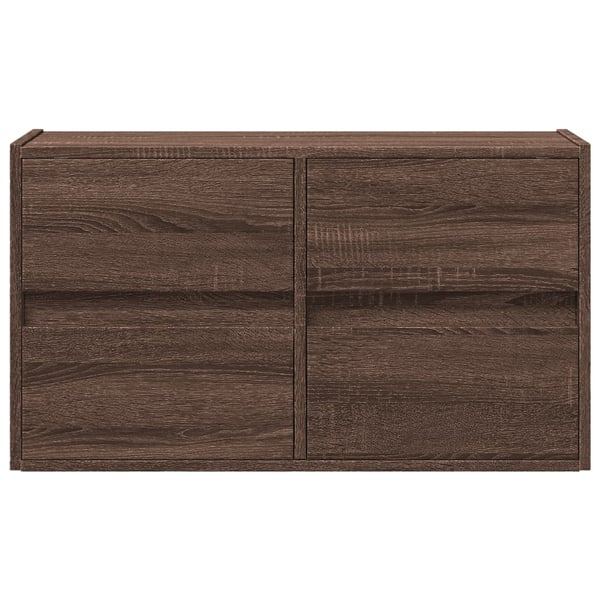 vidaXL Vegghengt TV-benk med LED brun eik 80x31x45 cm