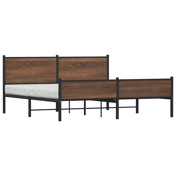 vidaXL Sengeramme i metall uten madrass brun eik 160x200 cm