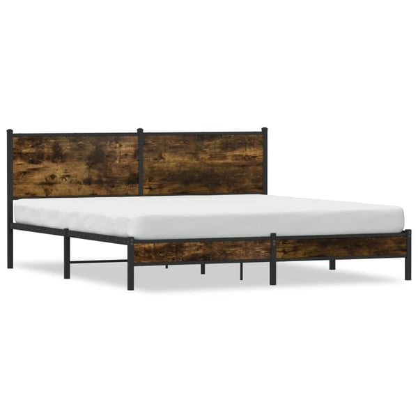 vidaXL Sengeramme i metall uten madrass røkt eik 183x213 cm