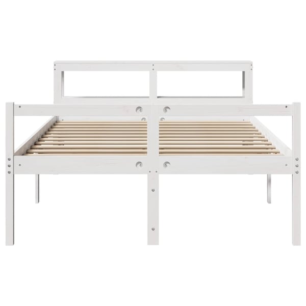 vidaXL seniorseng med sengegavl 160x200 cm massivt fyrretræ hvid