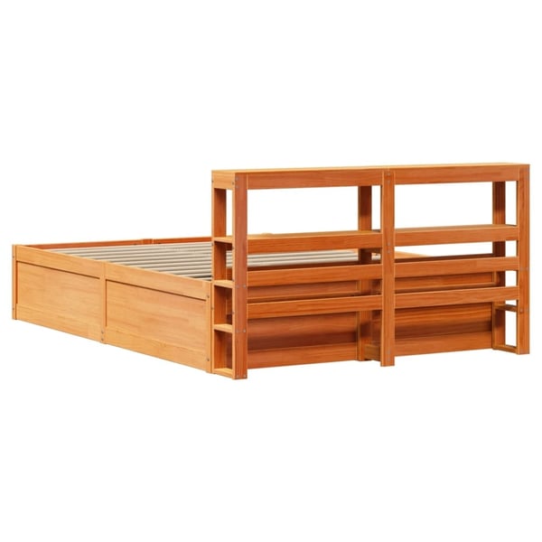vidaXL Sengeramme med hodegavl voksbrun 120x200 cm heltre furu