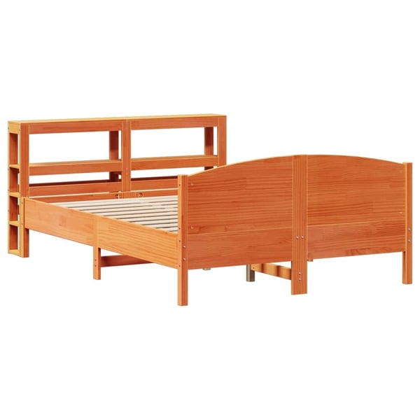 vidaXL Sengeramme uten madrass voksbrun 120x200 cm heltre furu
