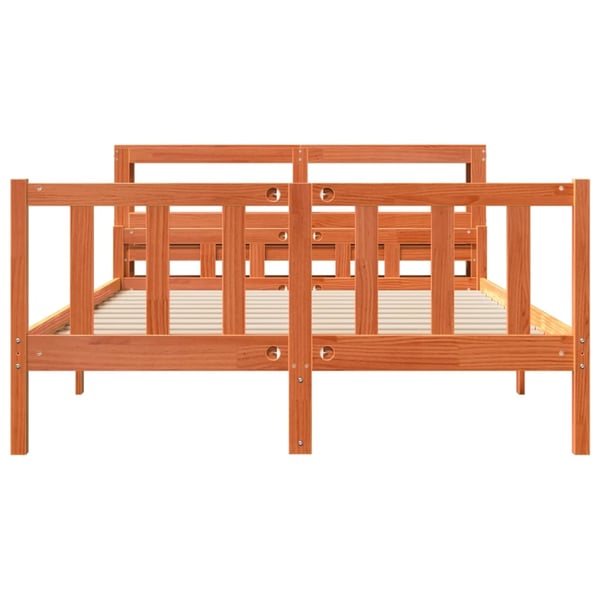 vidaXL Sengeramme med hodegavl voksbrun 150x200 cm heltre furu