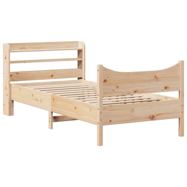vidaXL sengeramme med sengegavl 90x200 cm massivt fyrretræ