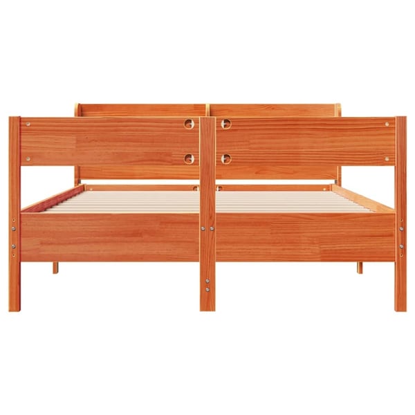 vidaXL Sengeramme uten madrass voksbrun 140x190 cm heltre furu